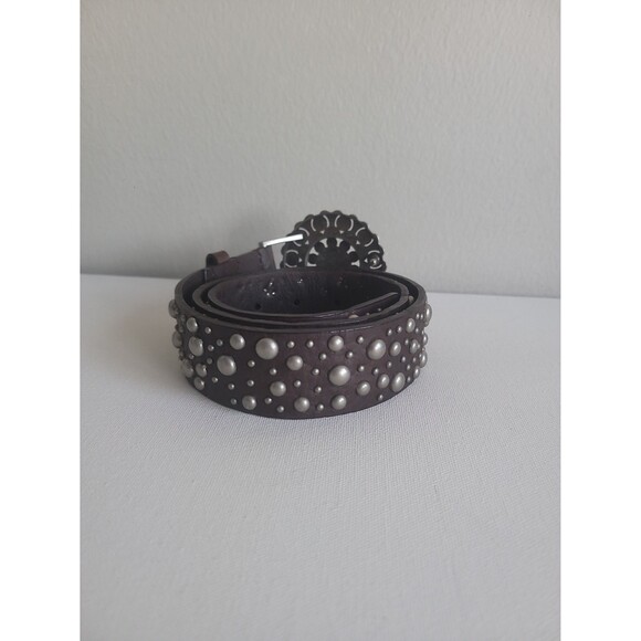 Express Chocolate Brown Studded Belt Sz S Grunge Steampunk Boho Western Rodeo main image 6